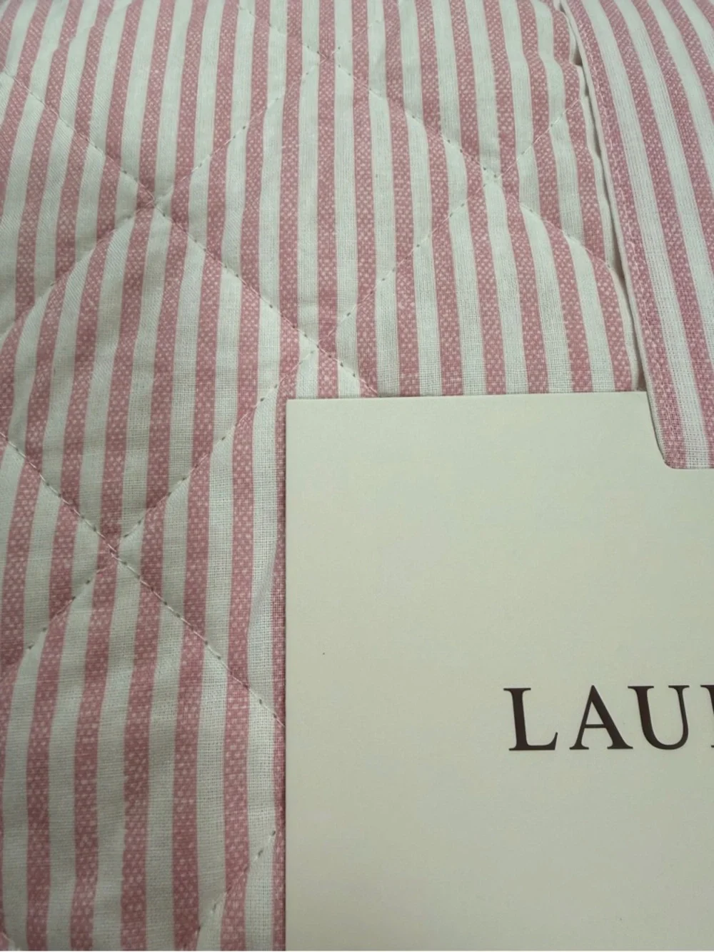 Laura Ashley Pink and White Striped Twin Quilt